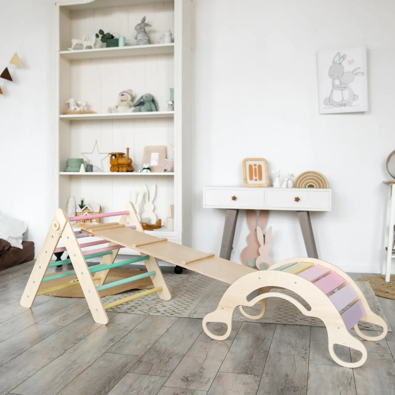 Ensemble - Triangle de Pikler + un grand toboggan à double face + bascule d’équilibre BusyKids Europe s.r.o.