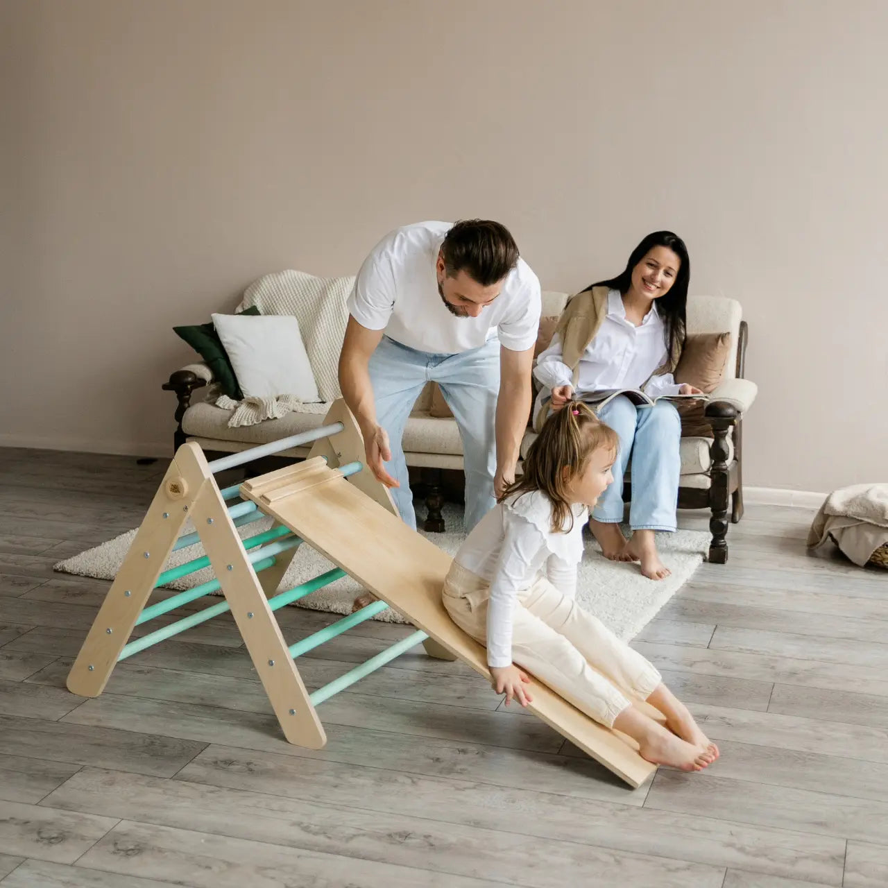 Ensemble - Triangle de Pikler et un grand toboggan à double face BusyKids Europe s.r.o.