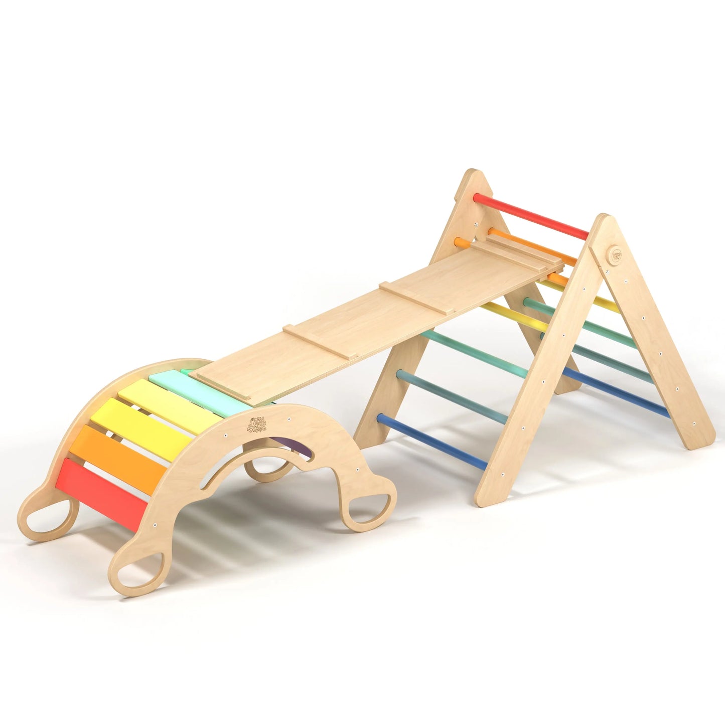 Ensemble - Triangle de Pikler + un grand toboggan à double face + bascule d’équilibre BusyKids Europe s.r.o.