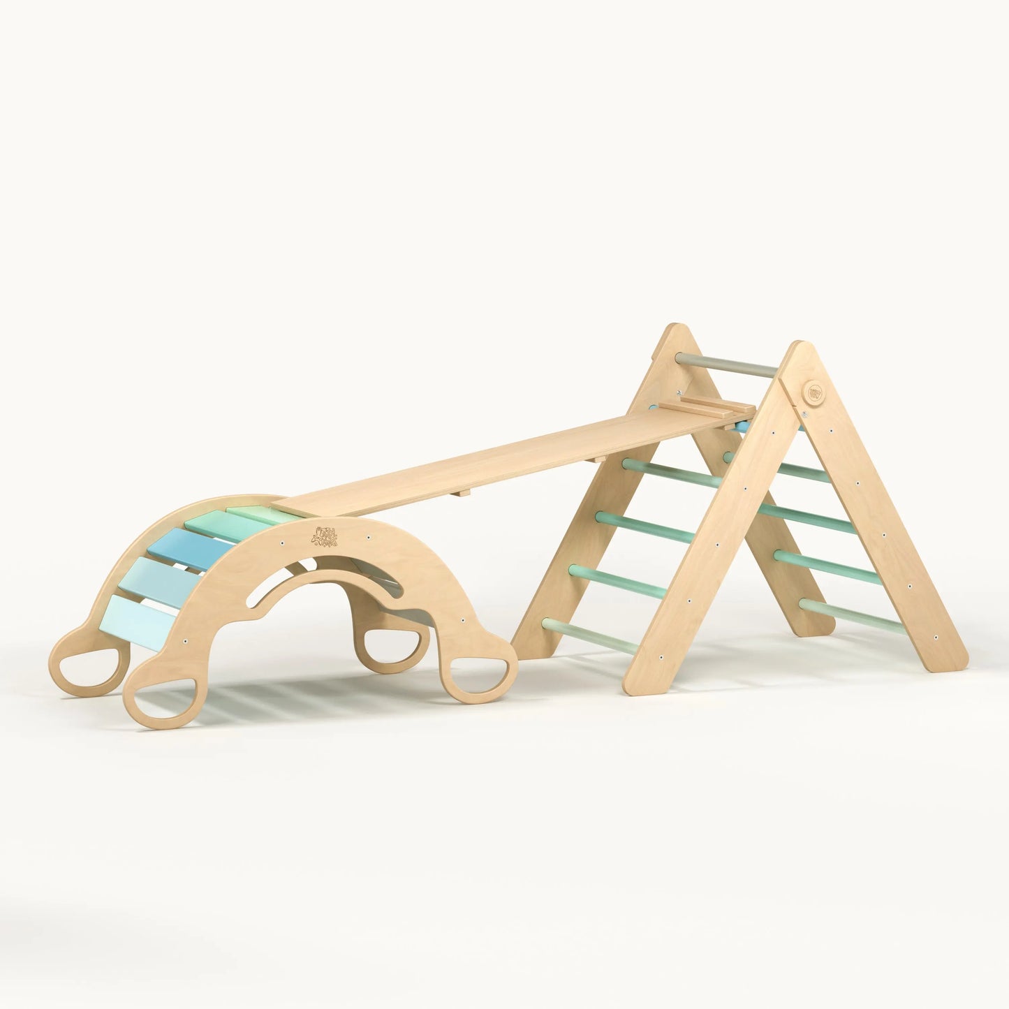 Ensemble - Triangle de Pikler + un grand toboggan à double face + bascule d’équilibre BusyKids Europe s.r.o.