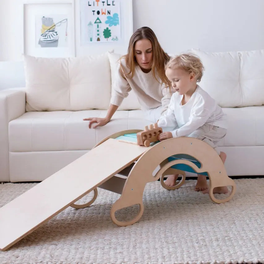 Ensemble - bascule / planche à double face / chaise - couleur menthe BusyKids Europe s.r.o.