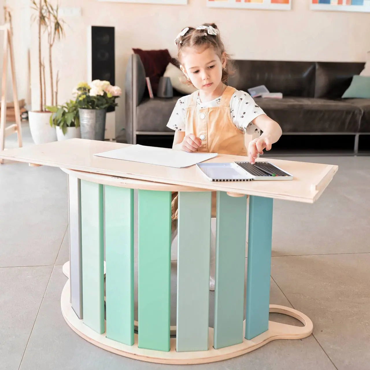 Ensemble - bascule / planche à double face / chaise - couleur menthe BusyKids Europe s.r.o.