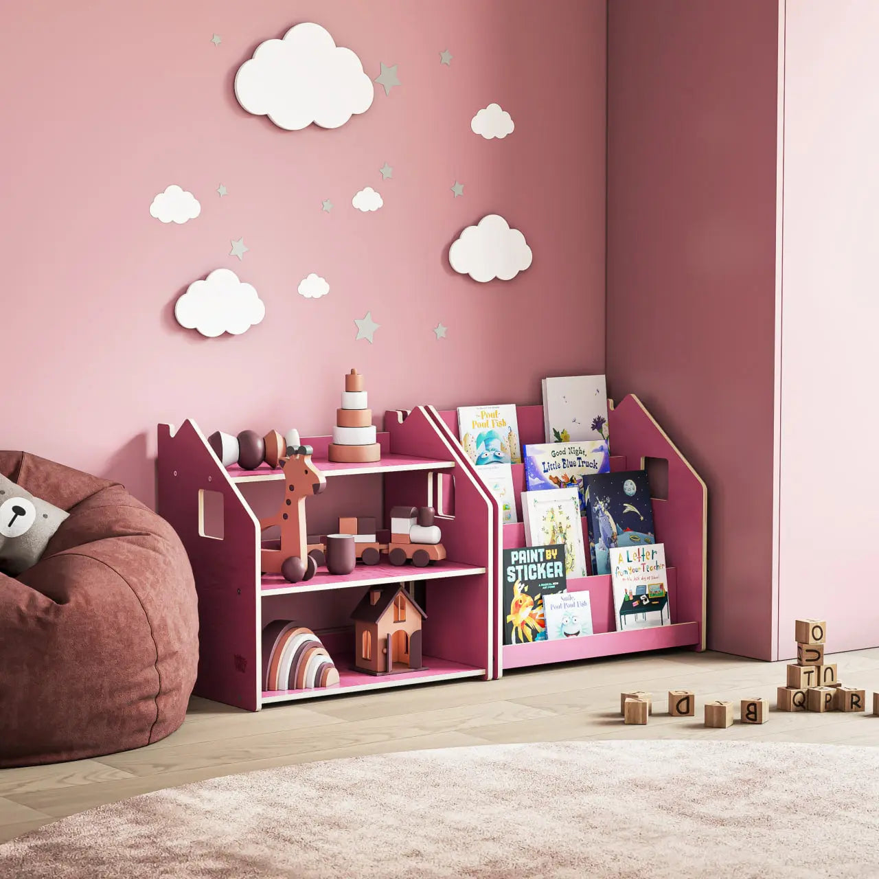 Ensemble - Bibliothèque enfant + Étagère à jouets - édition limitée