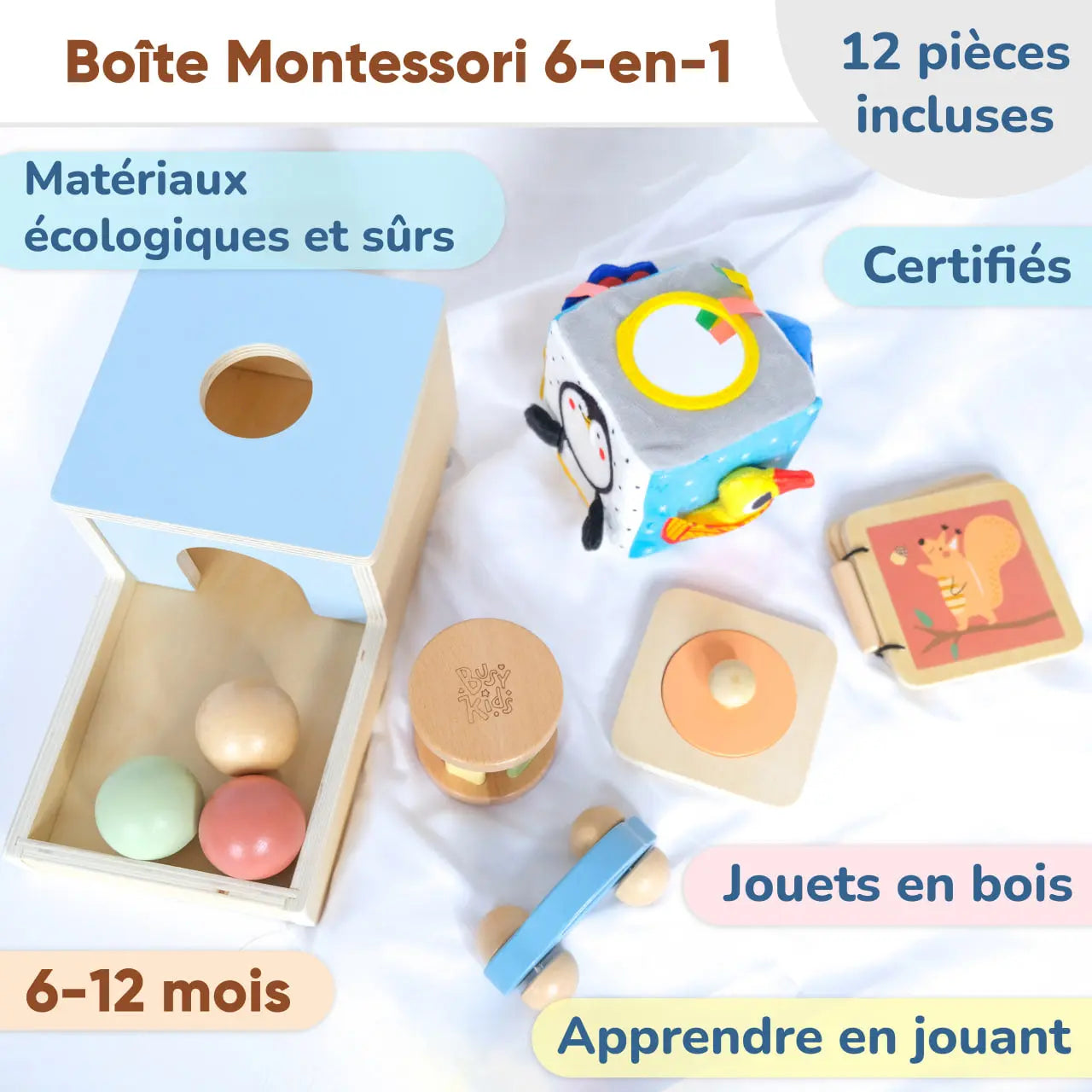 Coffret de Jeu Montessori "BusyKids" pour les enfants de 6 à 12 mois BusyKids Europe s.r.o.