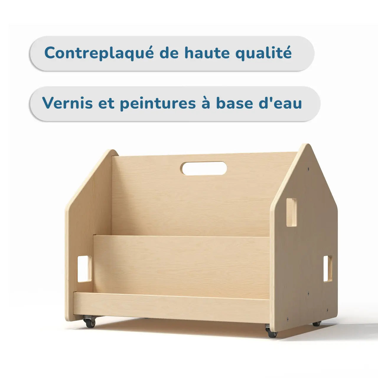 Bibliothèque enfant double-face sur roulettes - nature BusyKids Europe s.r.o.