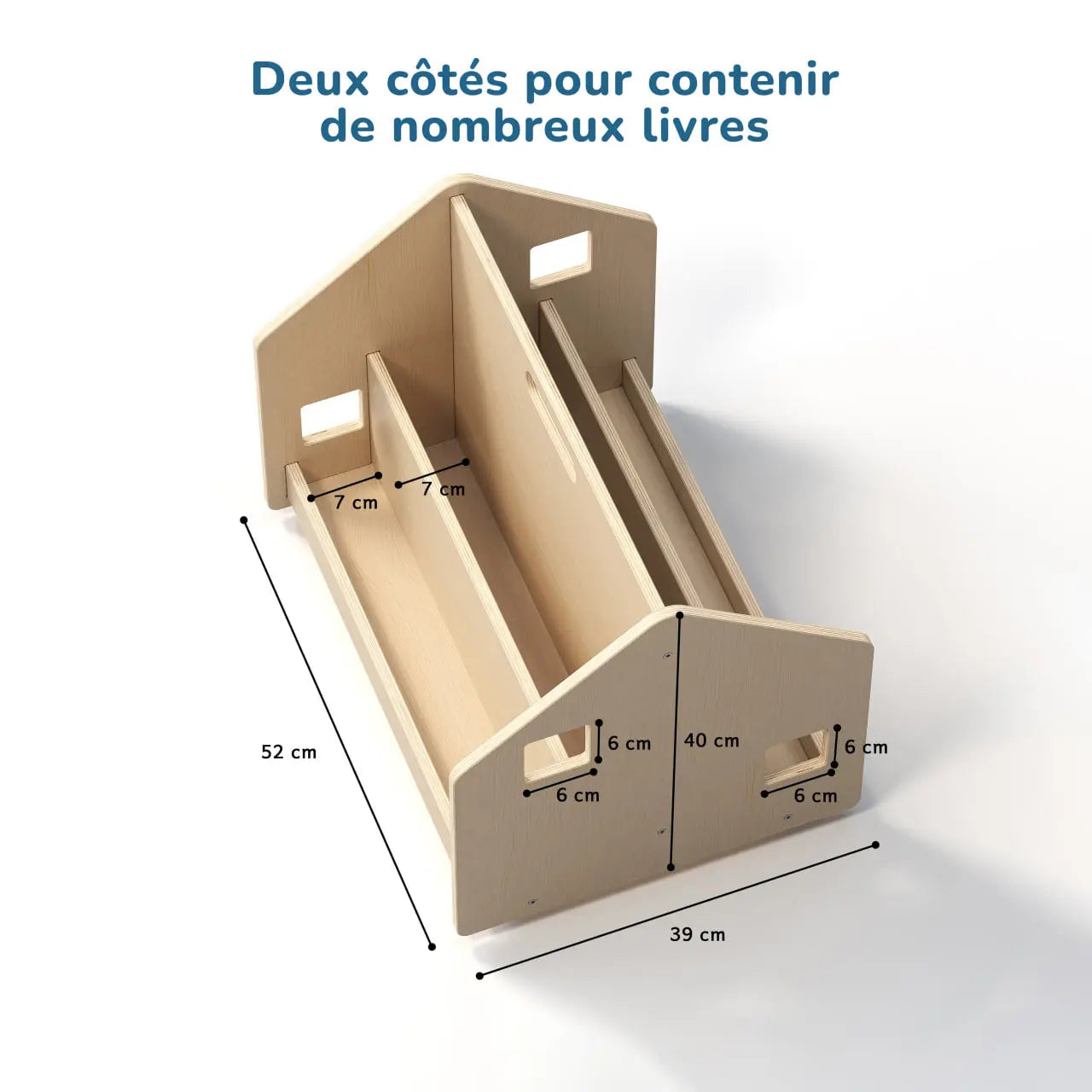 Bibliothèque enfant double-face sur roulettes - nature BusyKids Europe s.r.o.