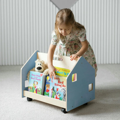 Bibliothèque enfant double-face sur roulettes - Couleur bleu clair BusyKids Europe s.r.o.