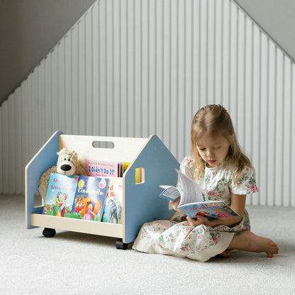 Bibliothèque enfant double-face sur roulettes - Couleur bleu clair BusyKids Europe s.r.o.