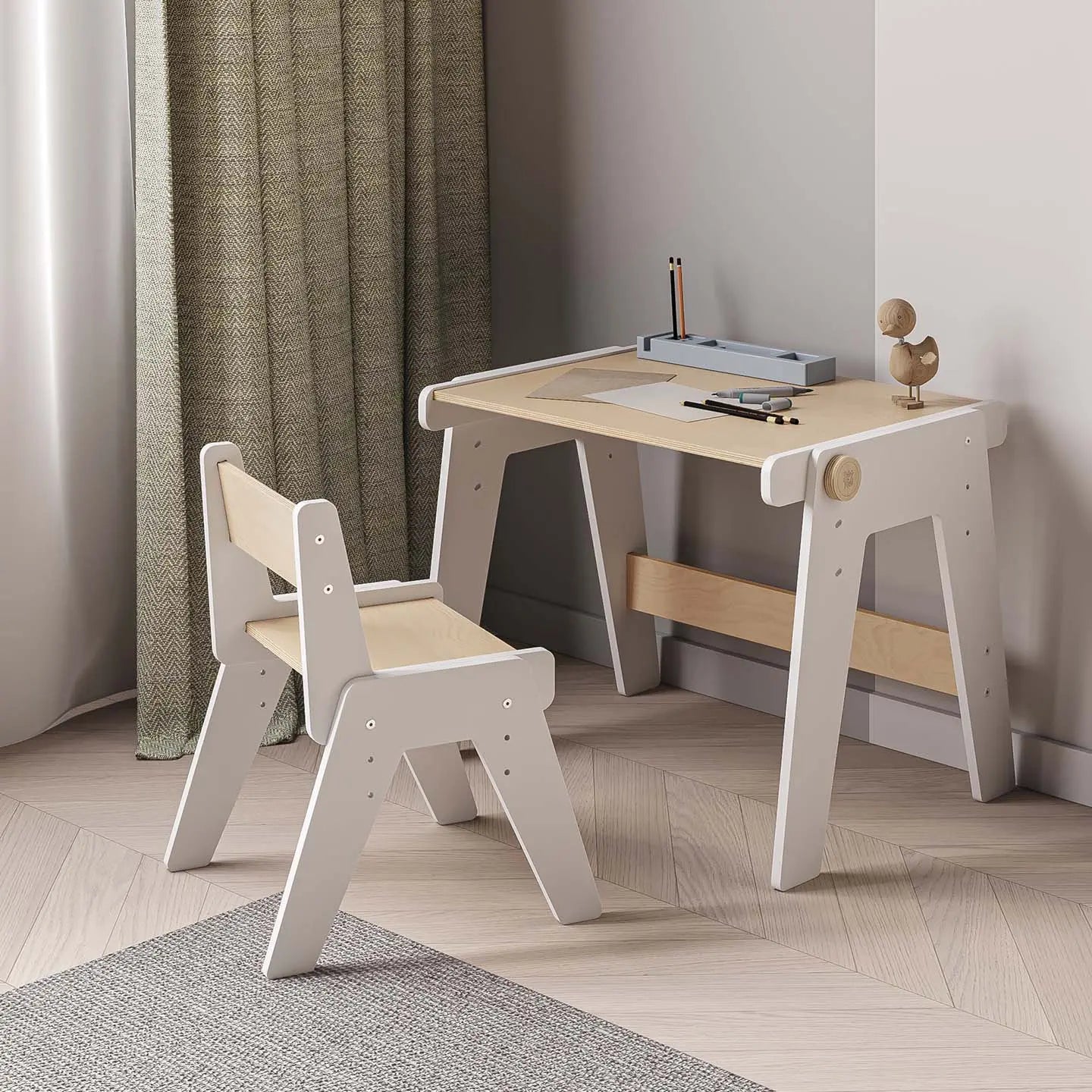 Ensemble - table et chaise évolutives pour jeunes enfants - blanche BusyKids Europe s.r.o.