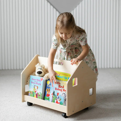 Bibliothèque enfant double-face sur roulettes - nature BusyKids Europe s.r.o.