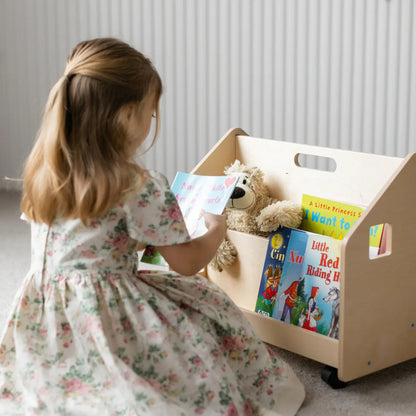 Bibliothèque enfant double-face sur roulettes - nature BusyKids Europe s.r.o.