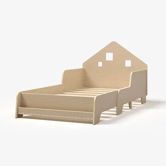 Lit extensible en forme de maison avec éclairage LED