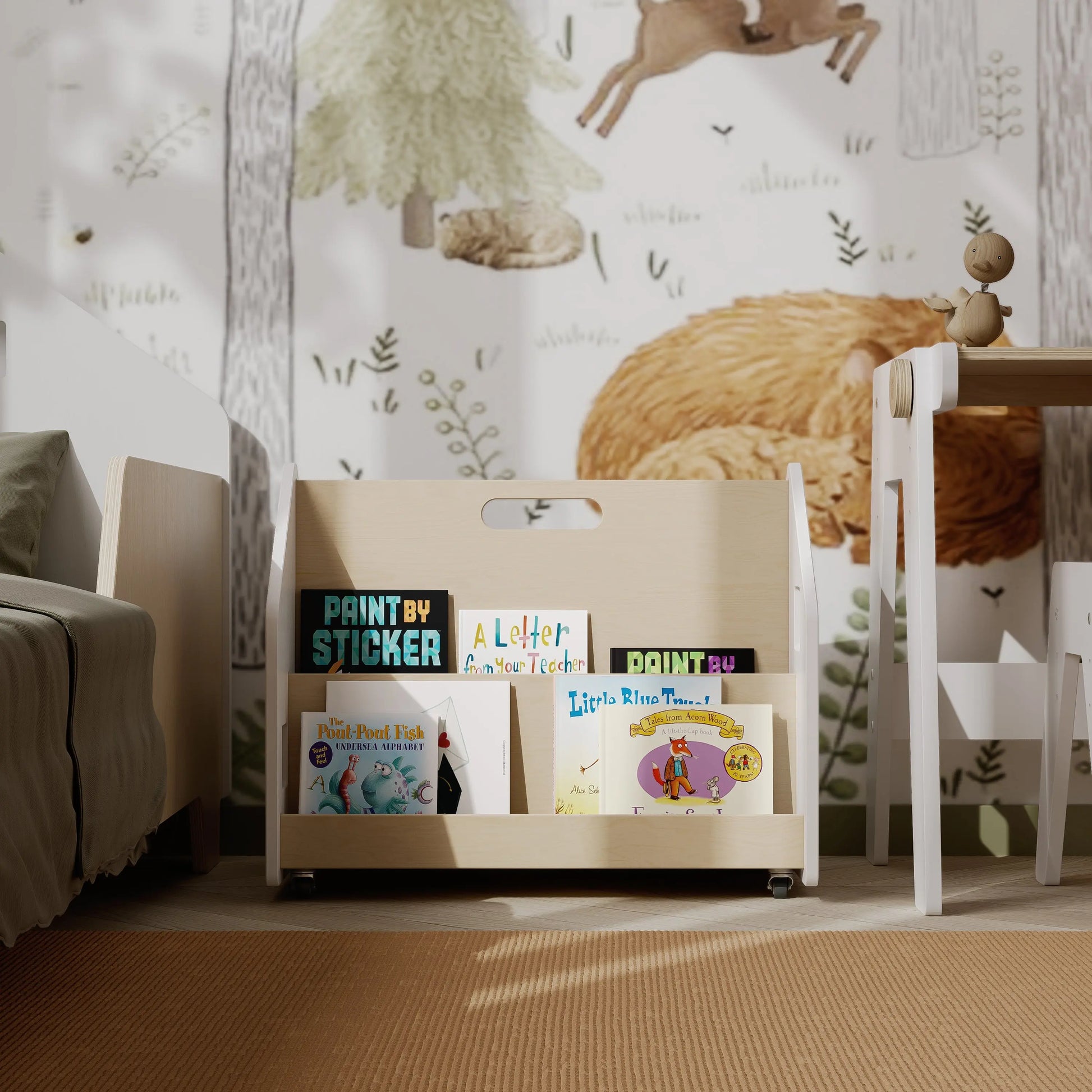 Bibliothèque enfant double-face sur roulettes - Couleur blanche BusyKids Europe s.r.o.