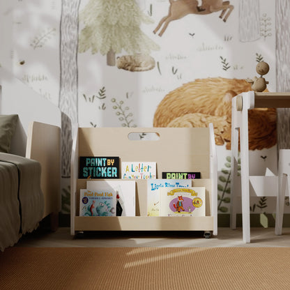 Bibliothèque enfant double-face sur roulettes - Couleur blanche BusyKids Europe s.r.o.