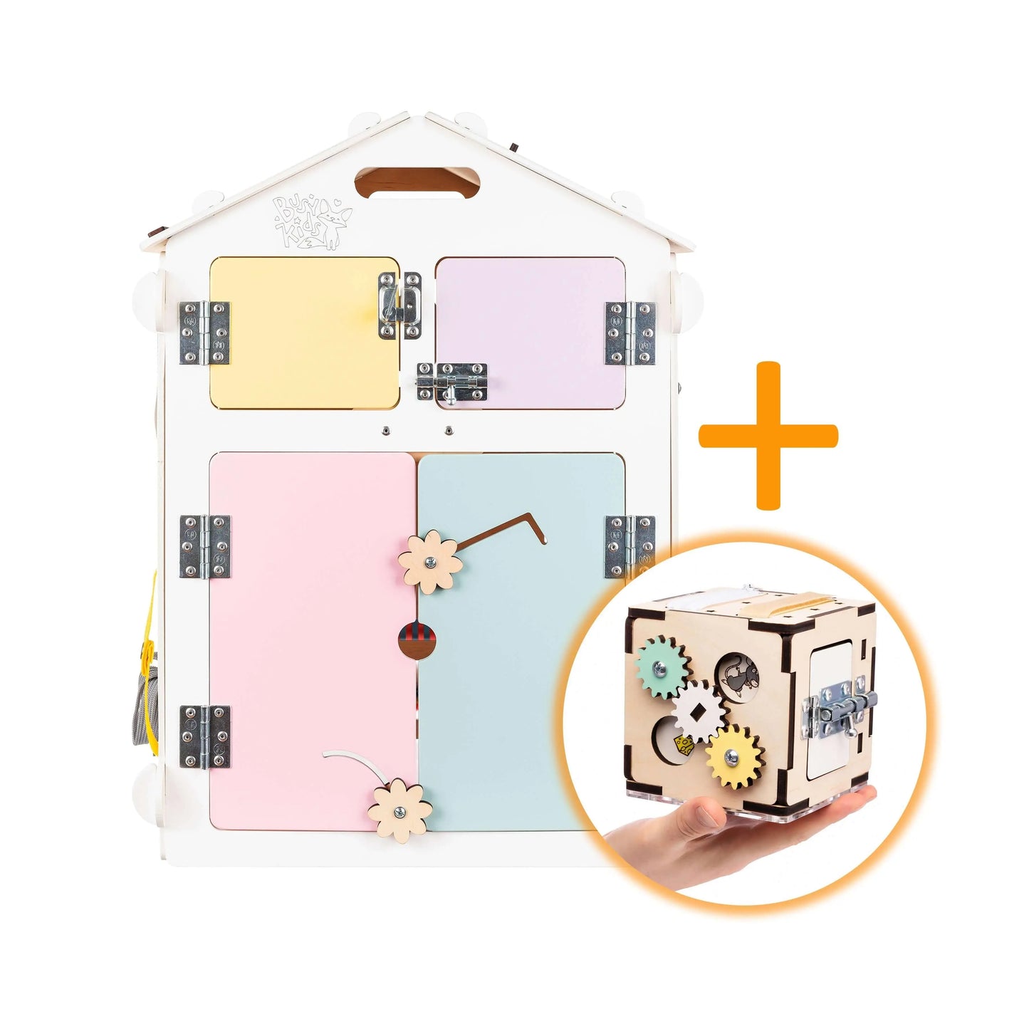 Ensemble - Busy board maisonnette blanche et cube interactif