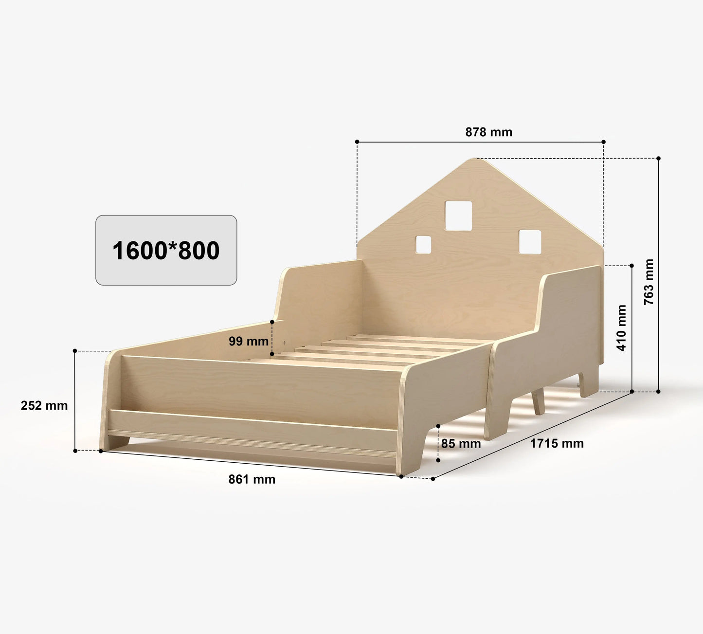 Lit montessori extensible en forme de maison avec éclairage LED BusyKids Europe s.r.o.