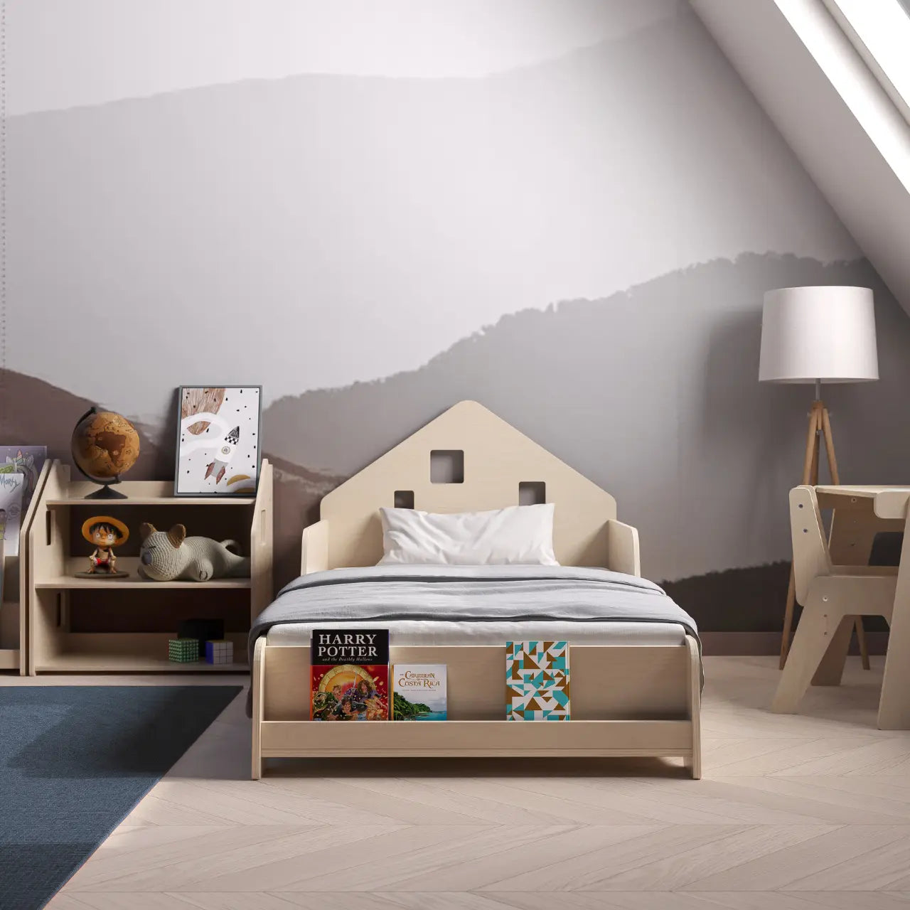 Lit montessori extensible en forme de maison avec éclairage LED BusyKids Europe s.r.o.
