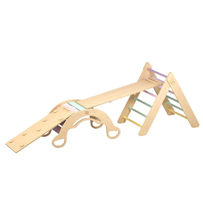 Ensemble (grand) - Triangle de Pikler + 2 planches à double face + bascule d’équilibre