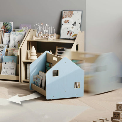 Bibliothèque enfant double-face sur roulettes - Couleur bleu clair BusyKids Europe s.r.o.