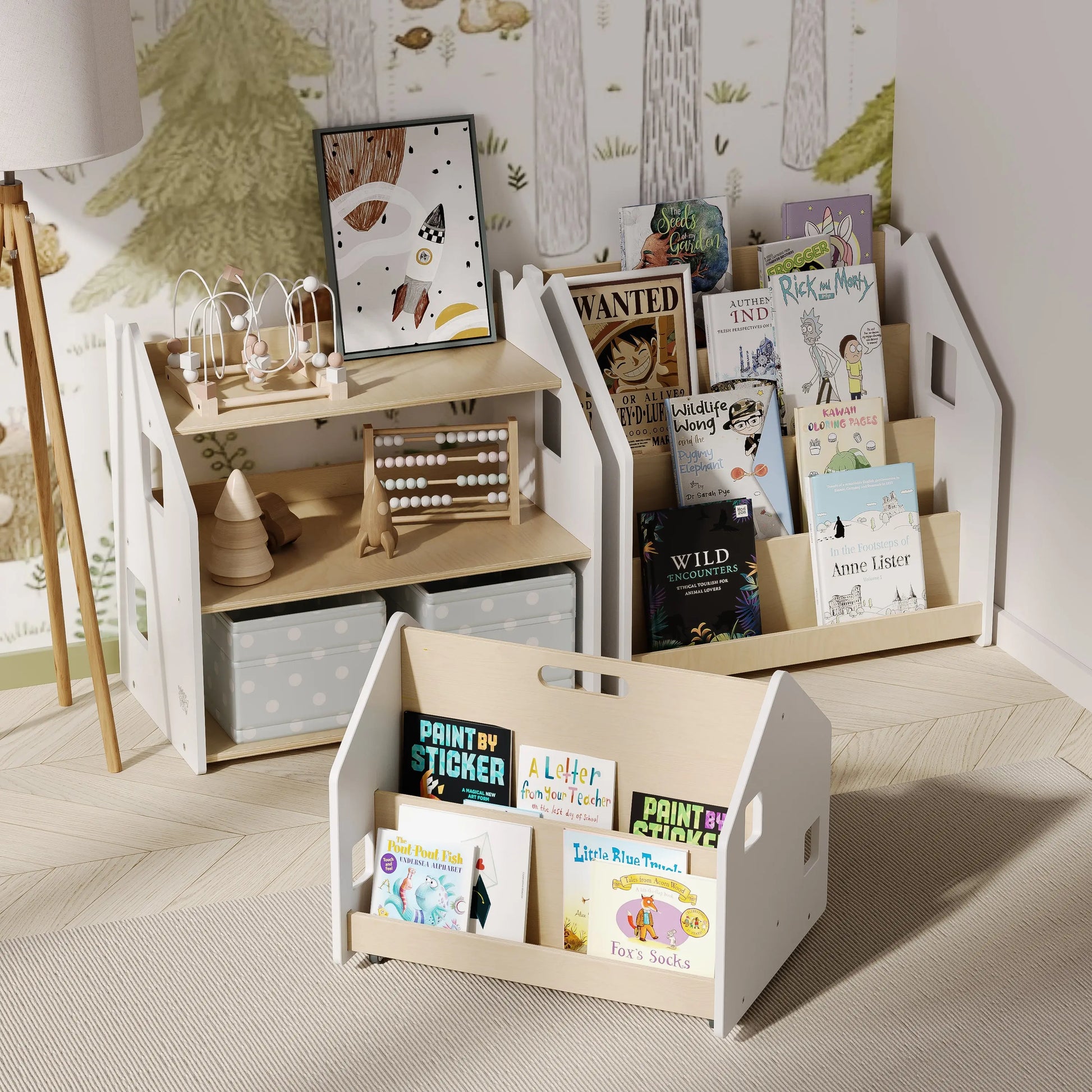 Bibliothèque enfant double-face sur roulettes - Couleur blanche BusyKids Europe s.r.o.