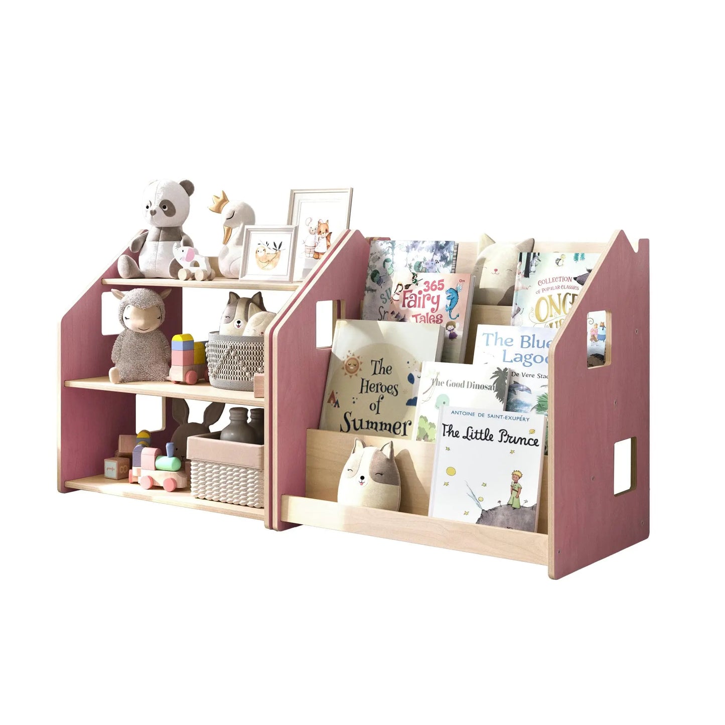Ensemble - Bibliothèque enfant + Étagère à jouets - Couleur bleu clair