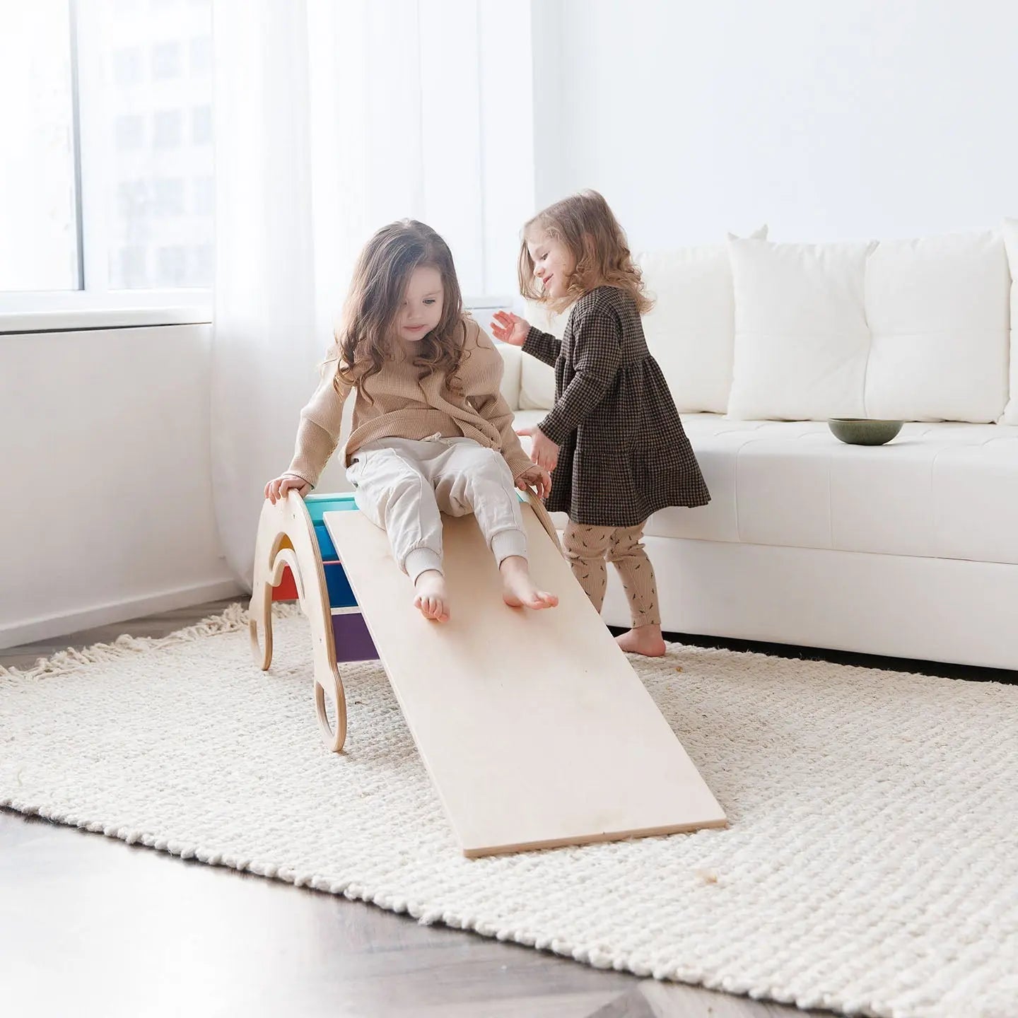 Ensemble - bascule / planche à double face / chaise - couleur arc-en-ciel BusyKids Europe s.r.o.