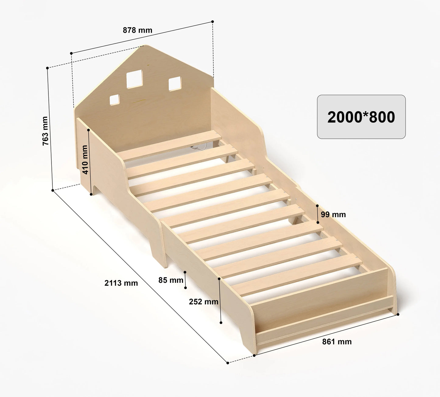 Lit montessori extensible en forme de maison avec éclairage LED BusyKids Europe s.r.o.