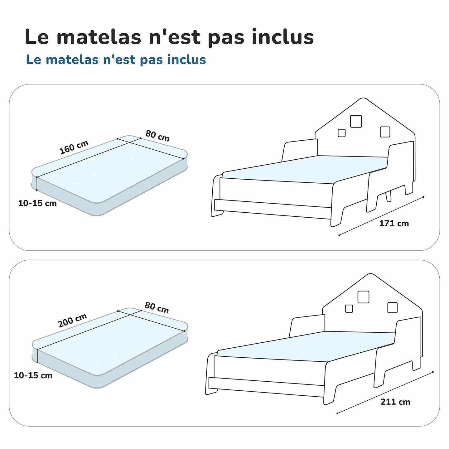 Lit montessori extensible en forme de maison avec éclairage LED BusyKids Europe s.r.o.
