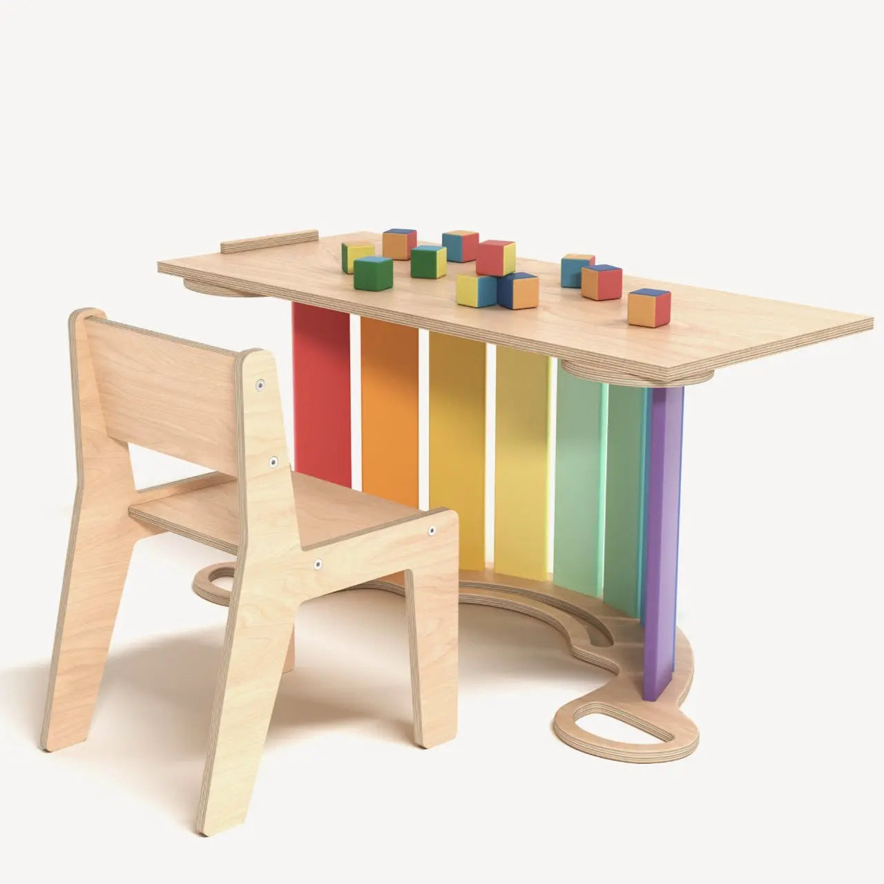 Ensemble - bascule / planche à double face / chaise - couleur arc-en-ciel BusyKids Europe s.r.o.