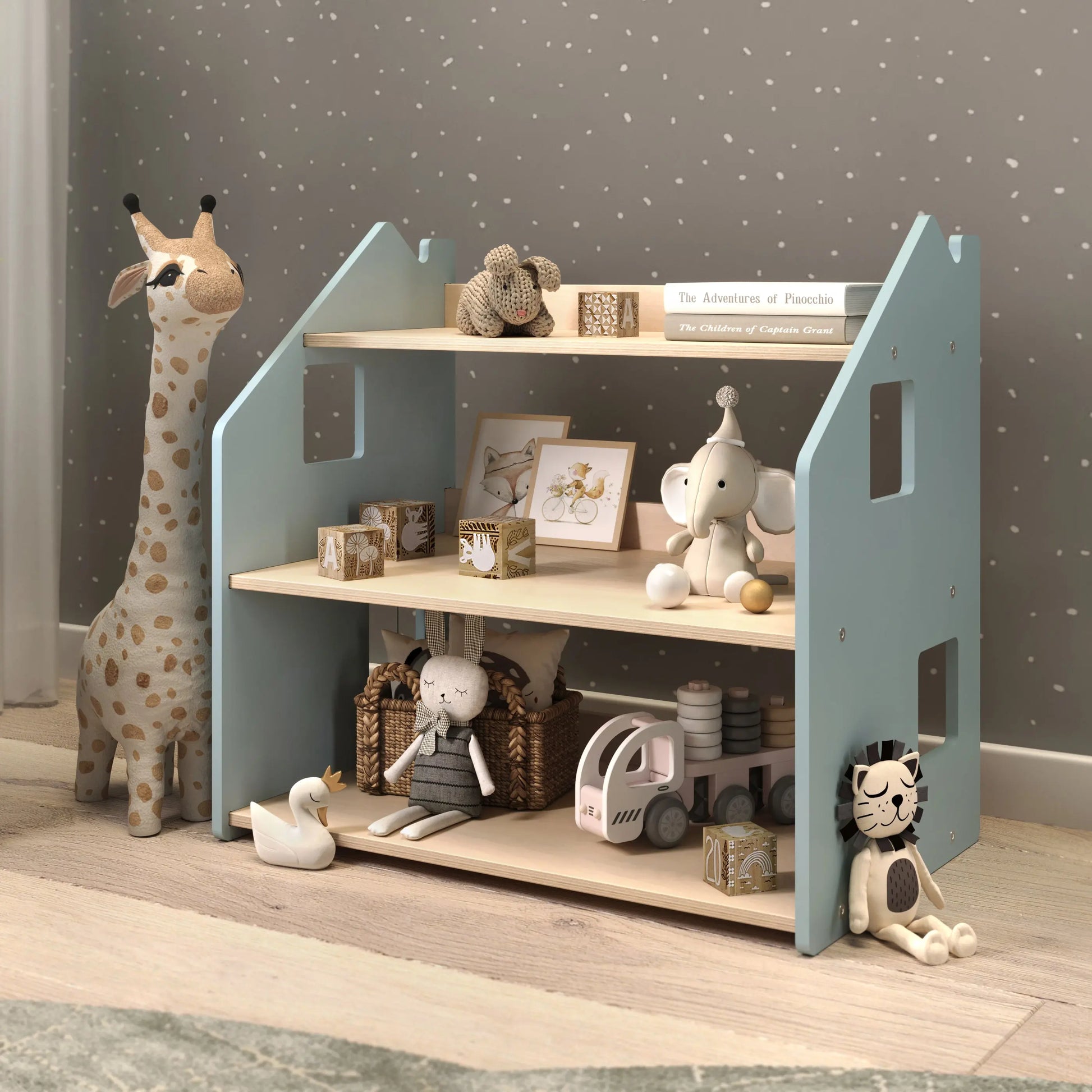 Étagère à jouets - Couleur bleu clair (MDF) - Déstockage d’entrepôt BusyKids Europe s.r.o.