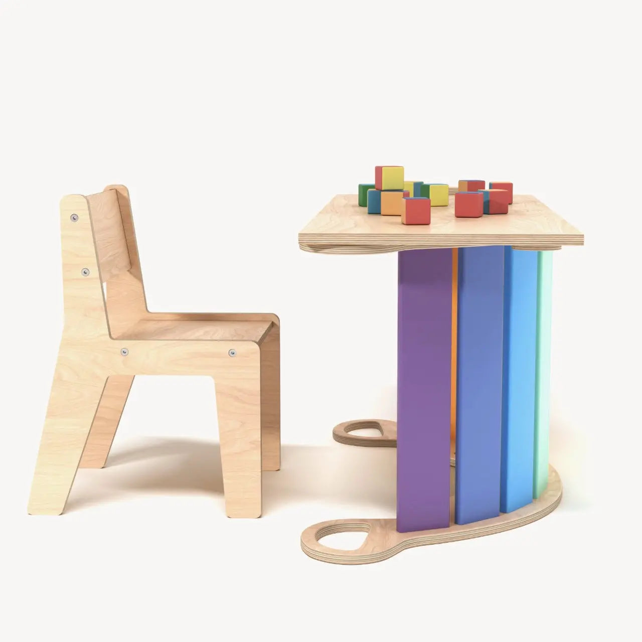 Ensemble - bascule / planche à double face / chaise - couleur arc-en-ciel BusyKids Europe s.r.o.