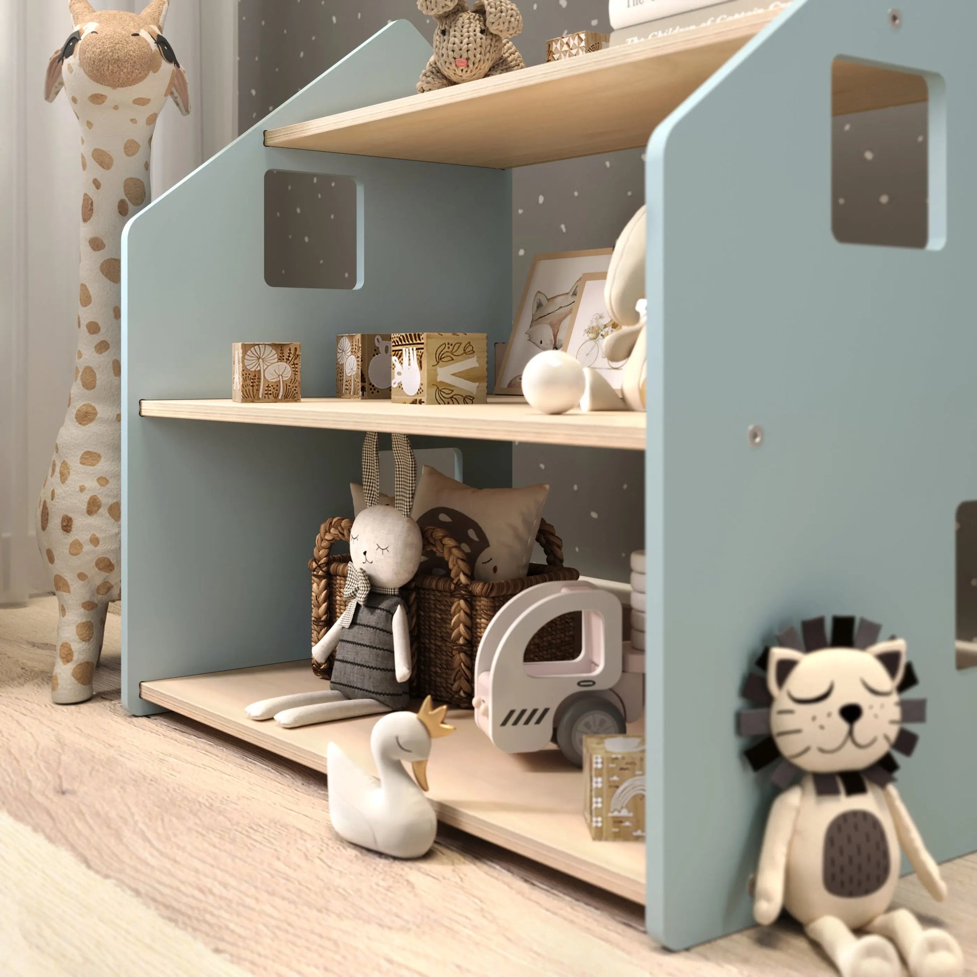 Étagère à jouets - Couleur bleu clair (MDF) - Déstockage d’entrepôt BusyKids Europe s.r.o.