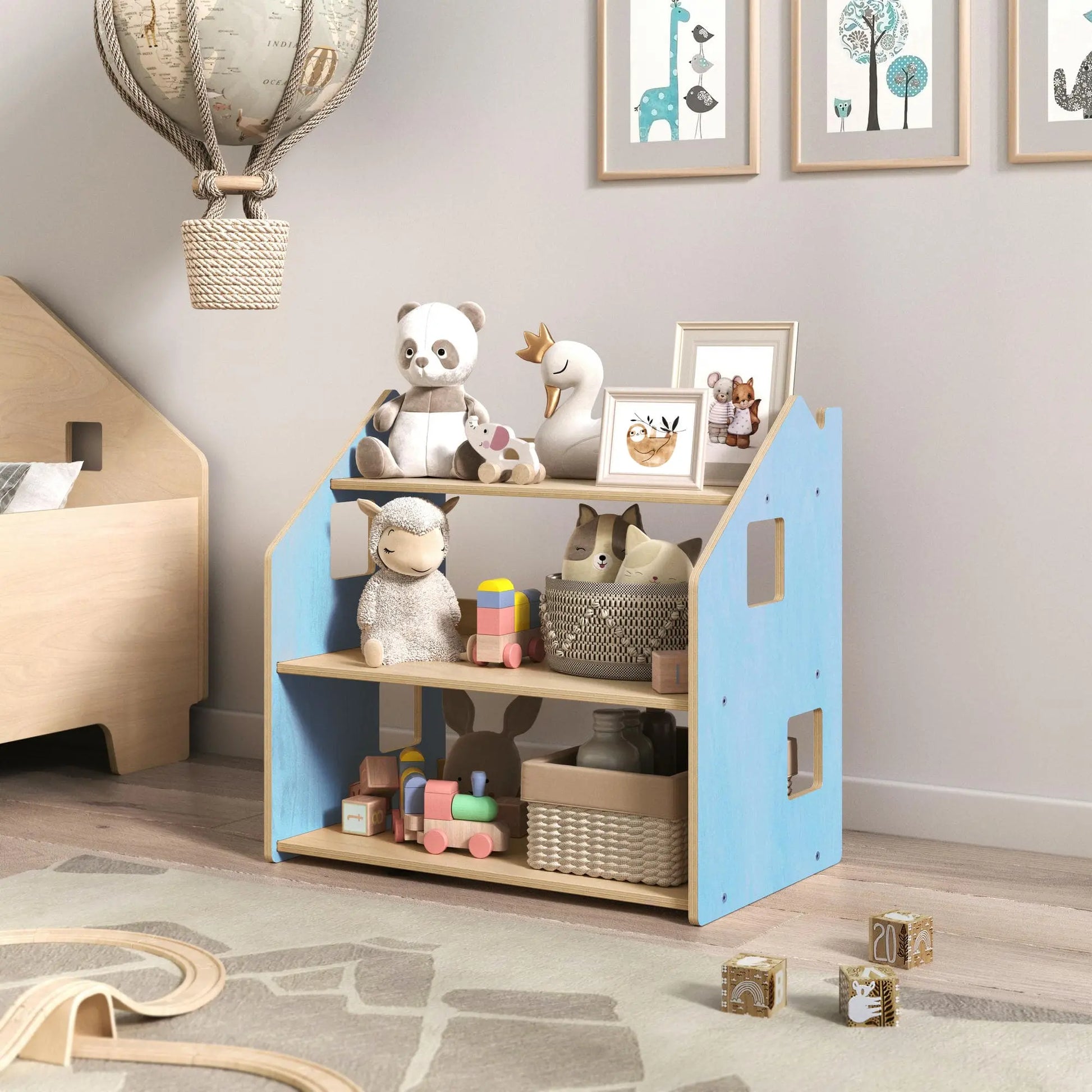 Ensemble - Bibliothèque enfant + Étagère à jouets - Couleur bleu clair BusyKids Europe s.r.o.