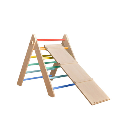 Ensemble - Triangle de Pikler et un grand toboggan à double face