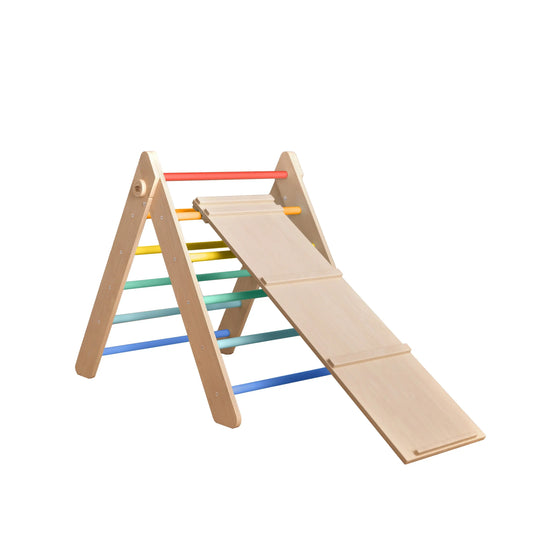 Ensemble - Triangle de Pikler et un grand toboggan à double face