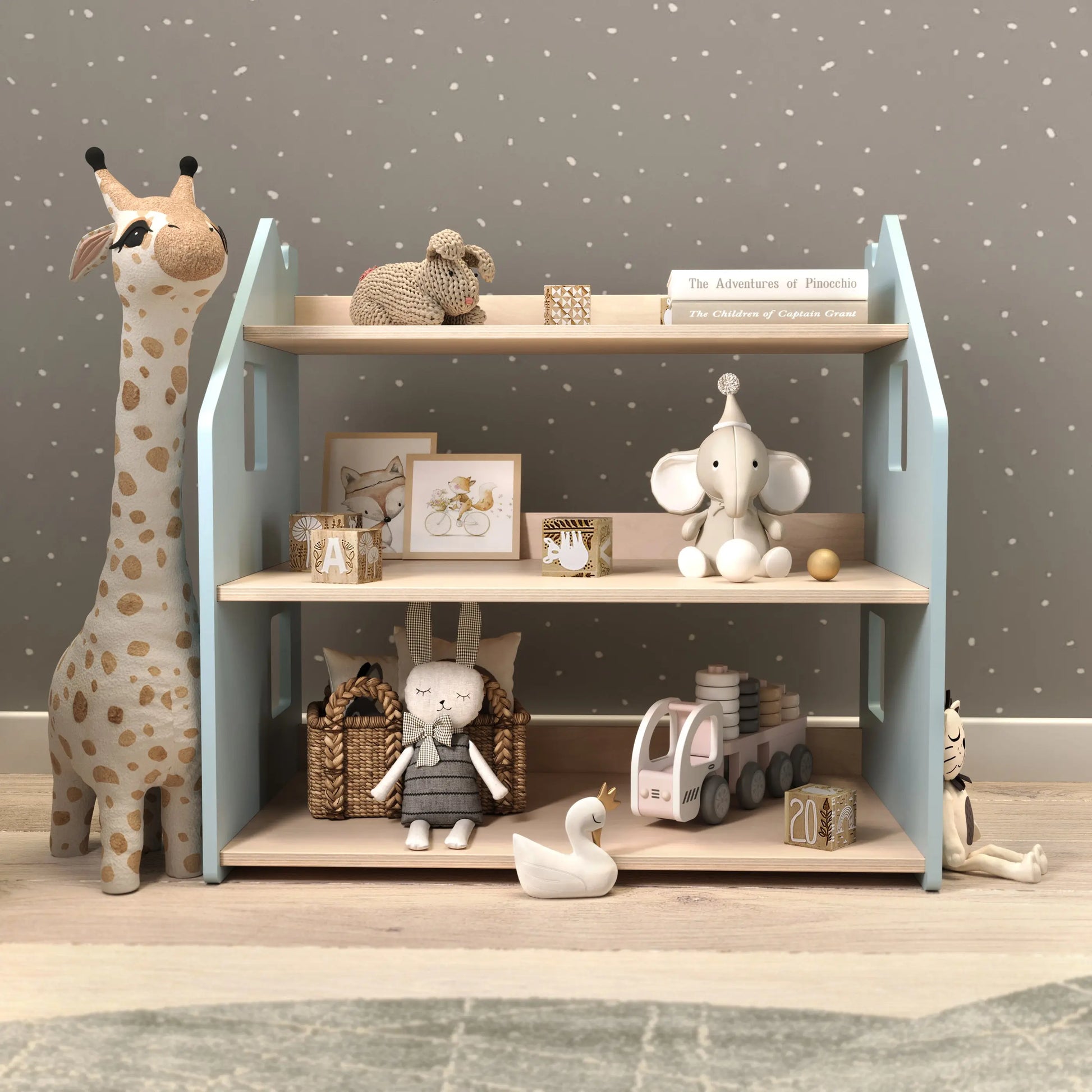 Étagère à jouets - Couleur bleu clair (MDF) - Déstockage d’entrepôt BusyKids Europe s.r.o.