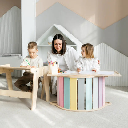 Ensemble - bascule / planche à double face / chaise - couleurs pastel BusyKids Europe s.r.o.