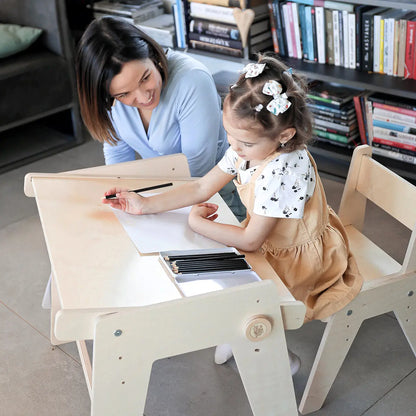 Ensemble - table et chaise évolutives pour jeunes enfants - nature BusyKids Europe s.r.o.