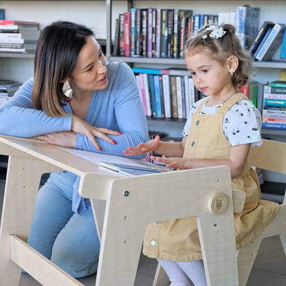 Ensemble - table et chaise évolutives pour jeunes enfants - nature BusyKids Europe s.r.o.