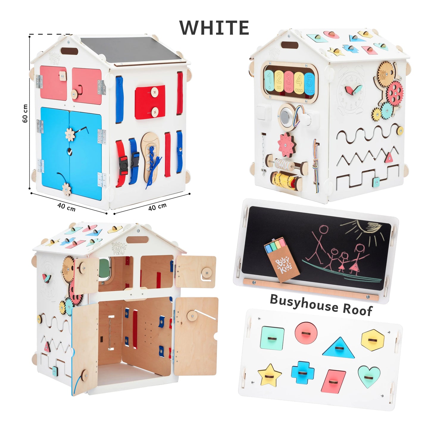 Busy board Maisonnette éducative en bois - blanche BusyKids Europe s.r.o.