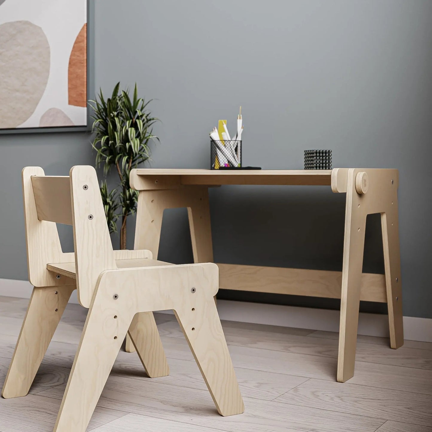 Ensemble - table et chaise évolutives pour jeunes enfants - nature BusyKids Europe s.r.o.