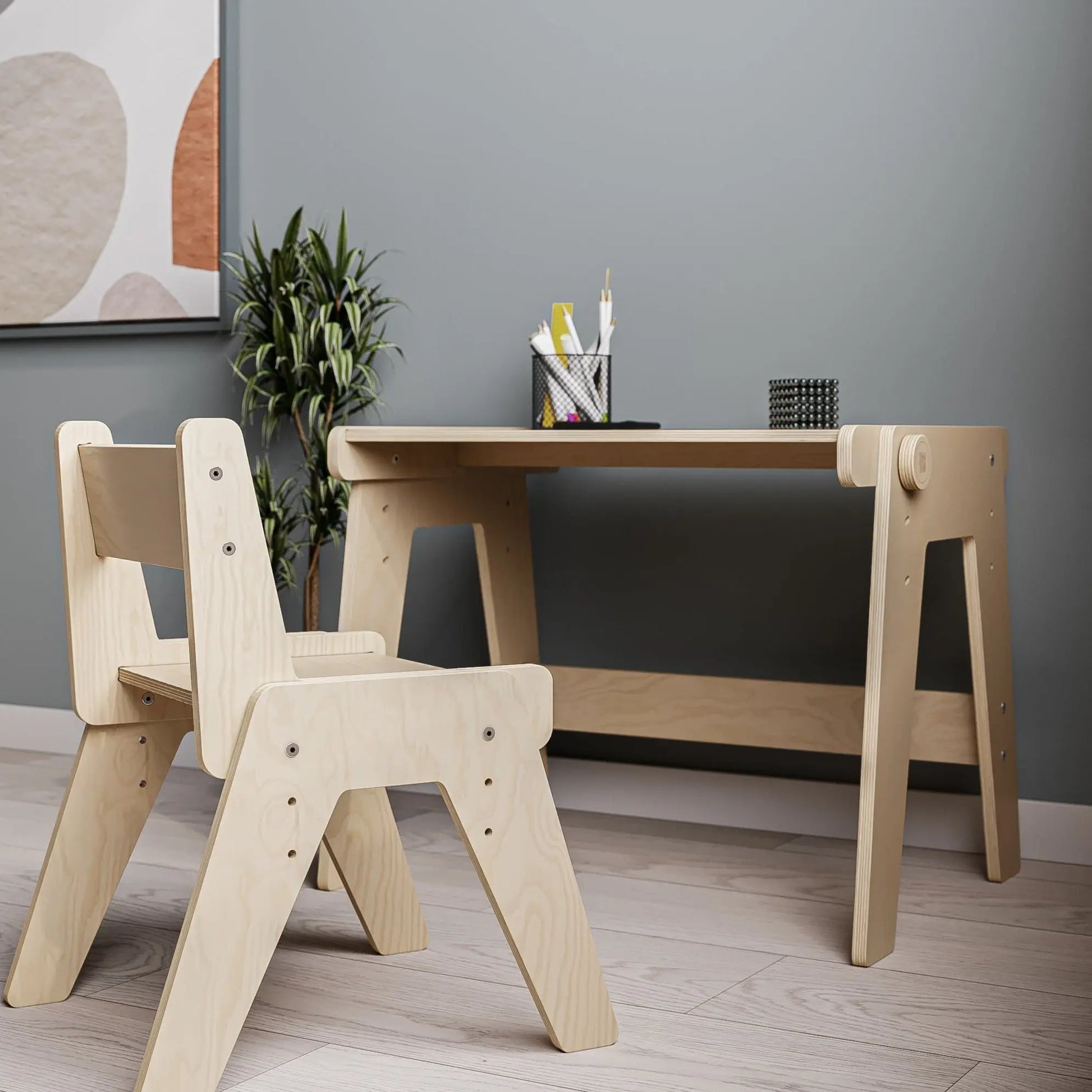 Ensemble - table et chaise évolutives pour jeunes enfants - nature BusyKids Europe s.r.o.