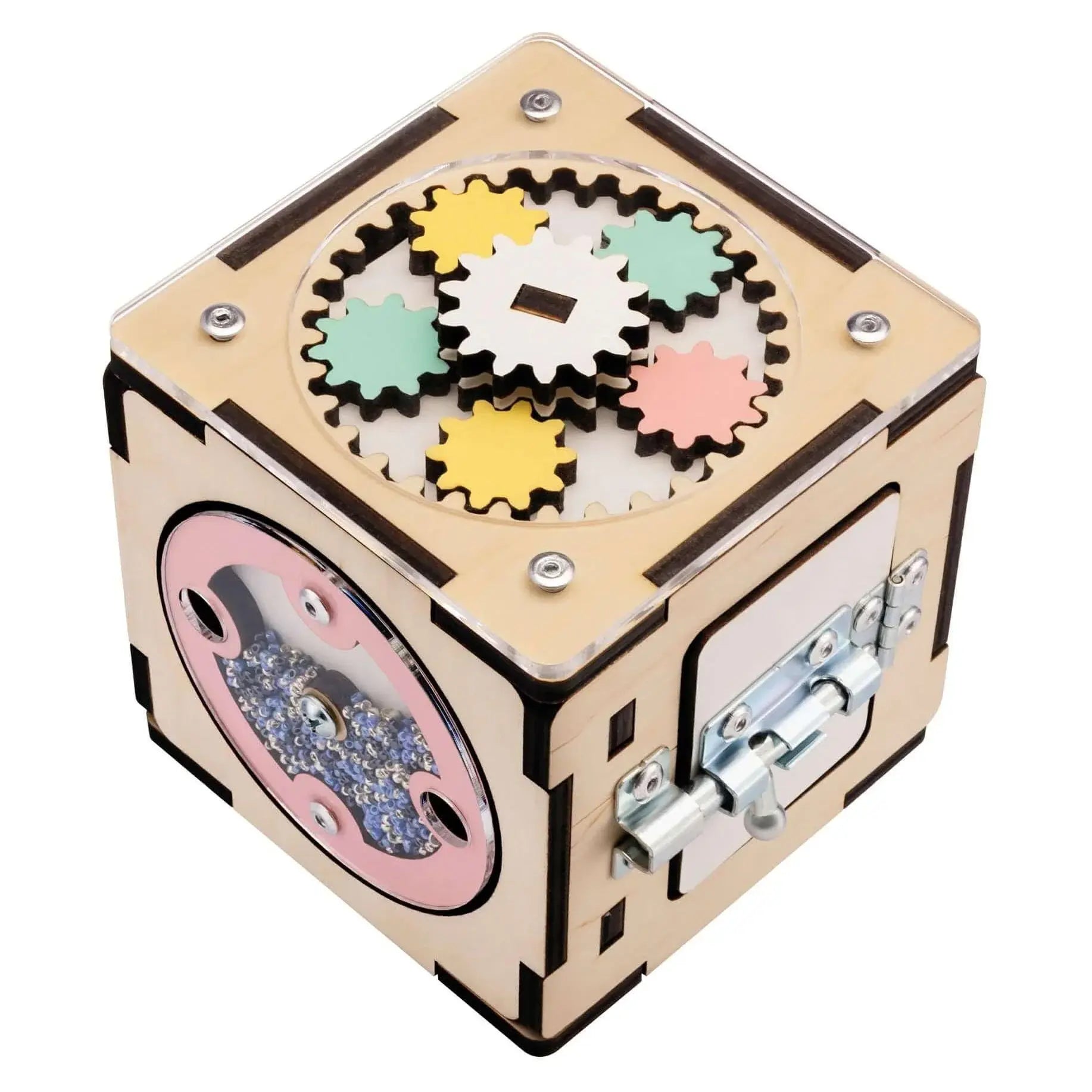 Ensemble - Busy board maisonnette blanche et cube interactif Busykids