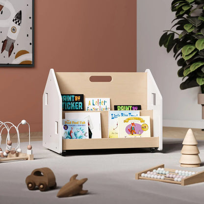 Bibliothèque enfant double-face sur roulettes - Couleur blanche BusyKids Europe s.r.o.