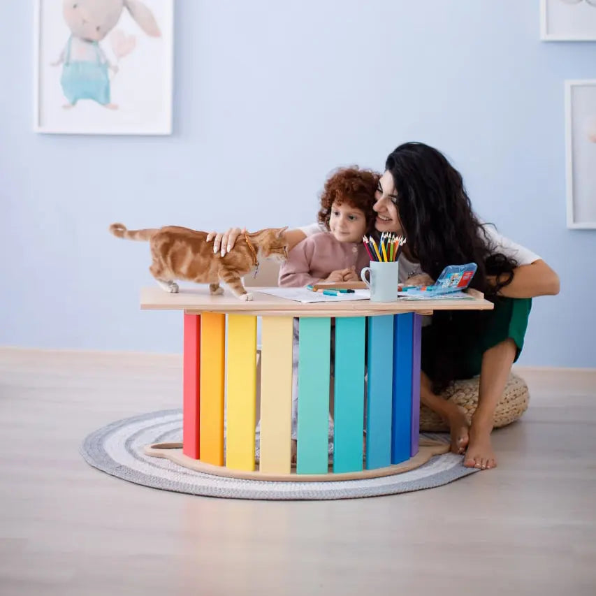 Ensemble - bascule / planche à double face / chaise - couleur arc-en-ciel BusyKids Europe s.r.o.