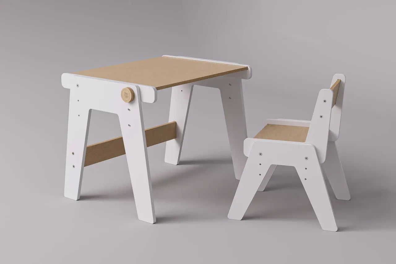 Ensemble - table et chaise évolutives pour jeunes enfants - blanche BusyKids Europe s.r.o.
