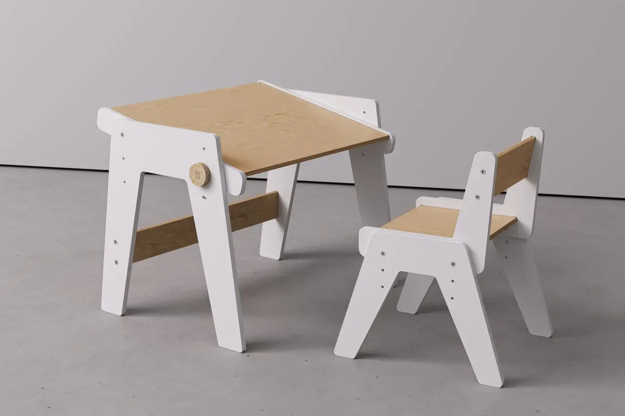 Ensemble - table et chaise évolutives pour jeunes enfants - blanche BusyKids Europe s.r.o.