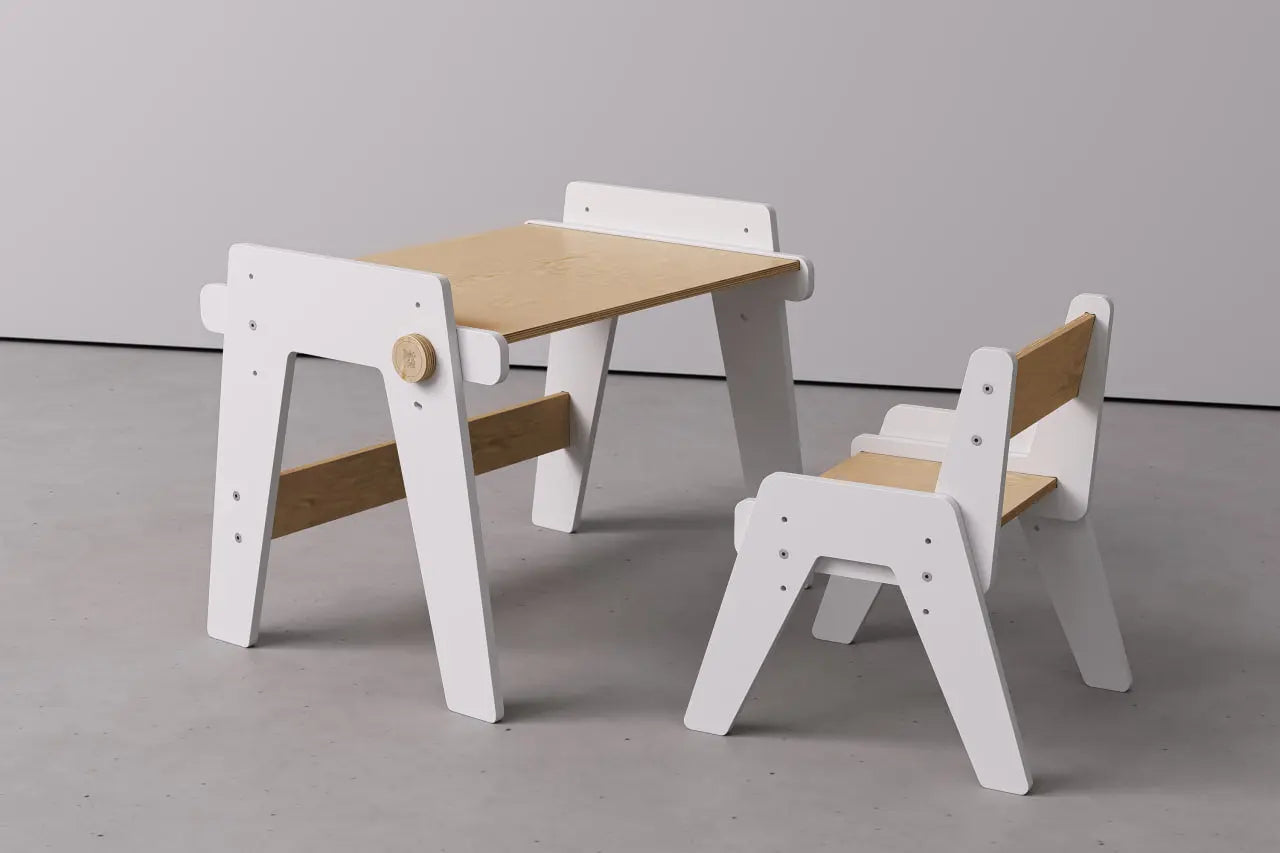 Ensemble - table et chaise évolutives pour jeunes enfants - blanche BusyKids Europe s.r.o.