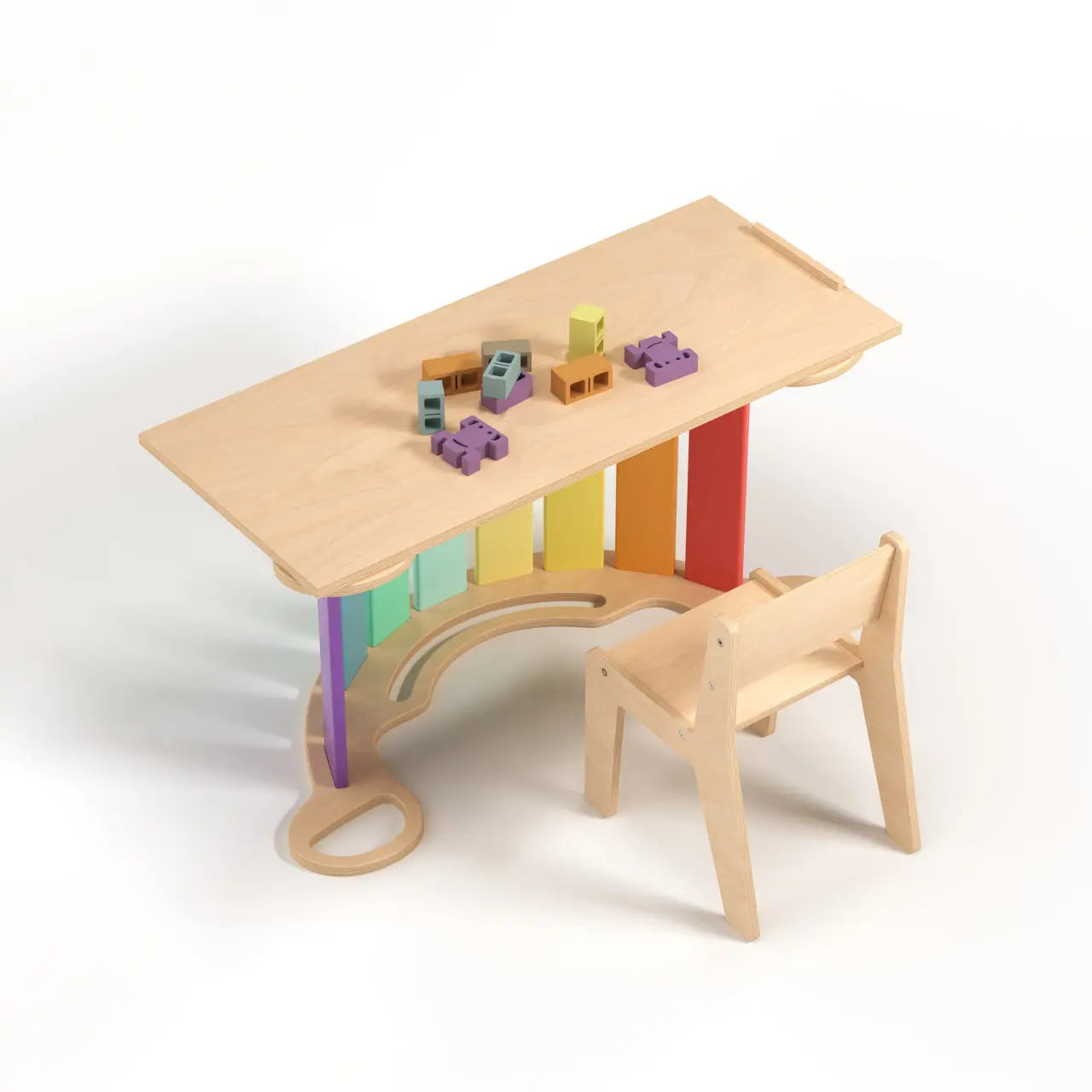 Ensemble - bascule / planche à double face / chaise - couleur arc-en-ciel BusyKids Europe s.r.o.