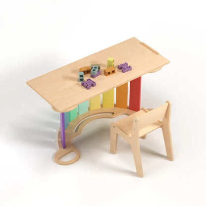 Ensemble - bascule / planche à double face / chaise - couleur arc-en-ciel BusyKids Europe s.r.o.